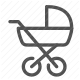 baby carriage, baby gear, baby stroller, buggy, childcare, family, infant, mobility, pram, pushchair, safety, stroller, transport, walking icon