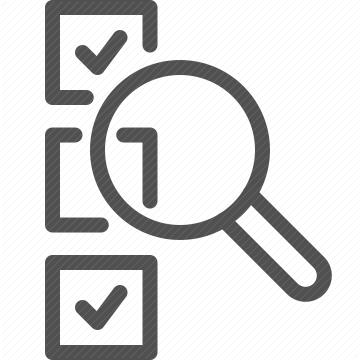 checklist, magnifying glass, quality control, inspection, search, review, verify