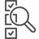 checklist, inspection, magnifying glass, quality control, review, search, verify icon