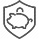 finance, insurance, piggy bank, protection, savings, security, shield icon