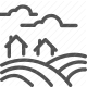 clouds, countryside, hills, house, landscape, nature, scenery icon