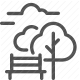 cloud, fence, landscape, nature, outdoors, park, tree icon