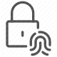 authentication, fingerprint, lock, padlock, privacy, protection, security icon