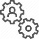 administration, gears, leadership, management, person, settings, workflow icon