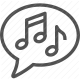 audio, communication, melody, music, note, sound, speech bubble icon