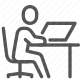 chair, computer, desk, employee, laptop, office, work icon