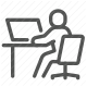 chair, computer, desk, employee, office, sitting, workplace icon