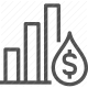 bar graph, dollar, drop, economy, market, oil, price icon