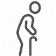 age, aged, aging, cane, elder, elder care, elderly, family, figure, gentleman, grandparent, hunched, man, old, old age, old person, pensioner, retiree, retirement, senior, stick, support icon