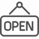 business, entrance, open, shopping, sign, store, welcome icon