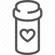 bottle, healthcare, heart, medicine, pharmacy, pills, prescription icon