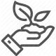 care, environment, gardening, growth, hand, leaf, plant icon