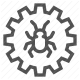 bug, cogwheel, quality assurance, quality control, software, testing, verification icon