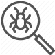 bug search, debugging, qa process, quality assurance, software testing, testing, verification icon