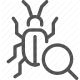 bug, defect, magnifying glass, quality assurance, search, software, testing icon