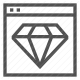 diamond, high value, premium, quality content, website excellence icon