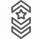 achievment, badge, chevrons, hierarchy, military, ranking, star icon