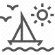 birds, boat, sailing, sea, sun, travel, vacation icon