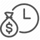 budget, finance, investment, money bag, savings, time is money, wealth icon