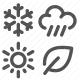 daytime, leaf, rain, seasons, snowflake, sun, weather icon