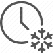 clock, cold, day parts, seasons, snowflake, time, winter icon