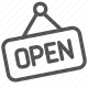 business hours, commerce, customer service, open sign, retail, shop management, store open icon