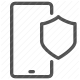 antivirus, data protection, mobile protection, phone safety, privacy shield, security shield, smartphone security icon