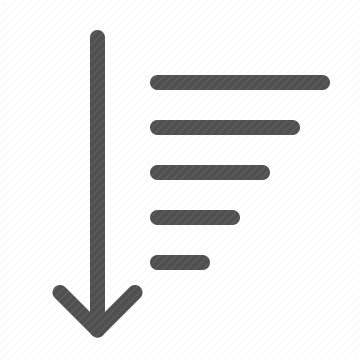 list, arrow, filtering, sorting, descending, data organization, lines