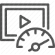 control, dashboard, measurement, motion, play button, speedometer, velocity icon