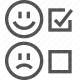 checkmark, feedback, happy, questionnaire, sad, satisfaction, survey icon