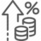 finance, growth, increase, inflation, money, percentage, tax icon