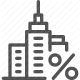 building, finance, government, percentage, revenue, skyscraper, tax icon