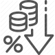 decrease, economy, finance, money, percentage, reduction, tax icon