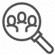 collaboration, group, human resources, magnifying glass, recruitment, search, teamwork icon