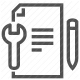 guide, instructions, manual, pen, support, technical documentation, wrench icon