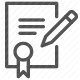 certificate, document, edit, pen, signature, text, writing icon