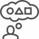 cloud, geometric shapes, human, thinking, thought bubble, user icon