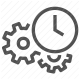 clock, efficiency, gears, planning, productivity, schedule, time management icon