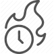 burning, clock, deadline, hot, reminder, time management, urgency icon