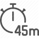 45, 45 minutes, chronometer, clock, countdown, duration, forty-five, interval, period, stopwatch, time management, timer icon