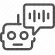 audio input, sound wave, speech recognition, talking robot, voice assistant, voice command, voice control icon