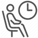 departure lounge, passenger, seat, time, waiting area icon