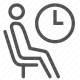 clock, lobby, public seating, rest area, schedule, time, waiting area icon