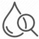 analysis, drop, magnifying glass, purity, quality, search, water icon