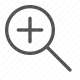 enlarge, focus, magnify, magnifying glass, plus sign, search, zoom in icon