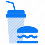 fast food, beverage, drink, burger, soda, soft drink, cup, straw, meal, food and drink, sandwich, takeaway, lunch, dinner, combo meal, fast food restaurant, menu icon