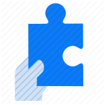 hand holding puzzle, puzzle, piece, jigsaw, fit, connect, part, game, matching, blue, solution, hand icon