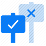 opinions, yes no, checkmark, cross, accept, decline, approve, reject, confirm, deny, sign, button, vote, feedback icon