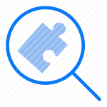 puzzle, piece, search, find, magnifying glass, solution, discovery, investigation, examine, analysis icon