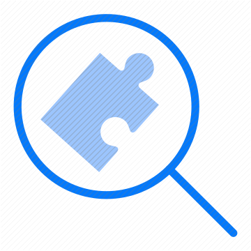 puzzle piece search find magnifying glass solution discovery investigation examine analysis icon